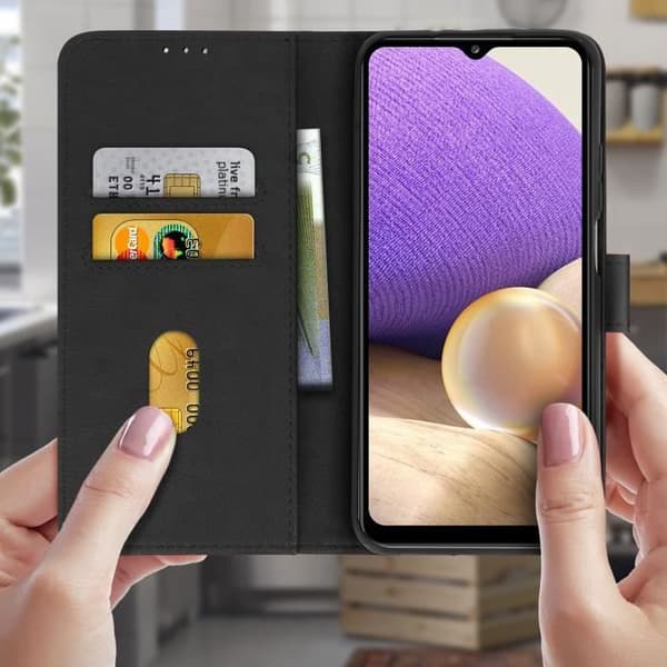 Etui för Samsung Galaxy A32 5G - Chersterfield - Svart - Semi-rigid - Magnetisk - Video stöd