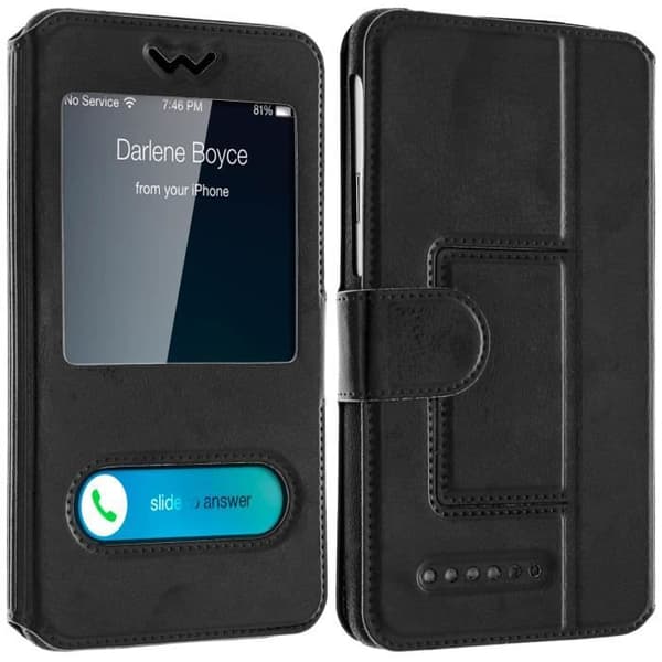 Smartphone-fodral - Universell - Svart - Ekologisk läder - 4,3 till 4,7 tum - Inbyggd ställfunktion