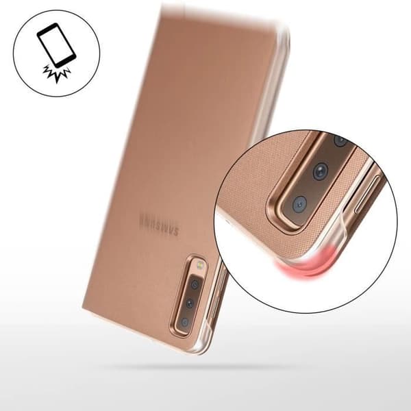 Hus - Samsung - Galaxy A7 2018 - Flip-etui - Plånbok - Guldgul