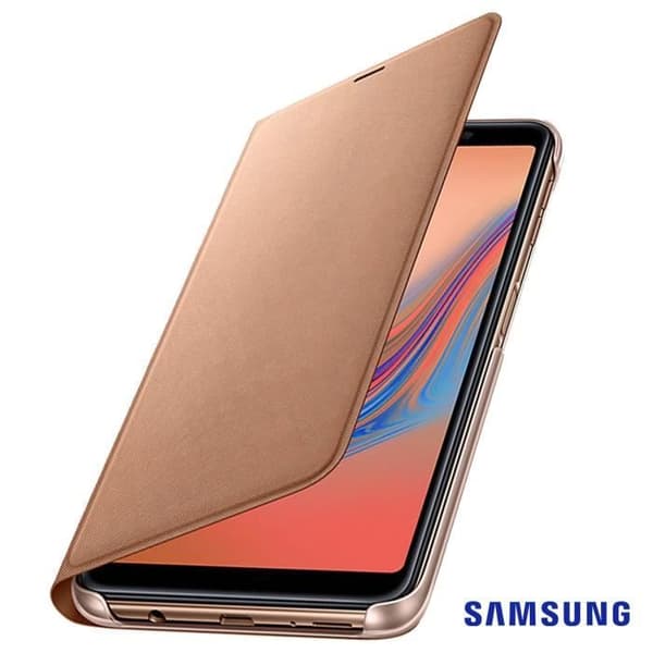 Hus - Samsung - Galaxy A7 2018 - Flip-etui - Plånbok - Guldgul
