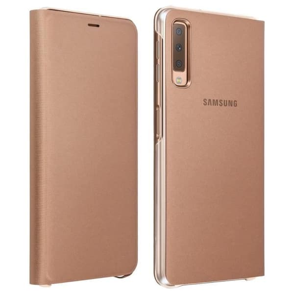 Hus - Samsung - Galaxy A7 2018 - Flip-etui - Plånbok - Guldgul