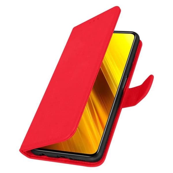 Fodral - AVIZAR - Xiaomi Poco X3 - Heltäckande röd - Stödfunktion - Kortfack