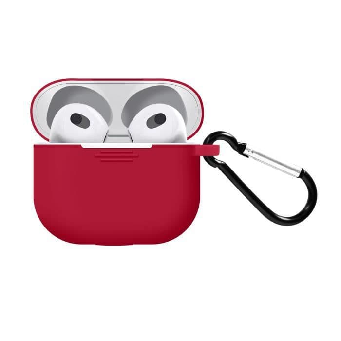 AirPods 3 Fodral Resistant Soft Touch Silikon matteffekt Burgundy karbinhake
