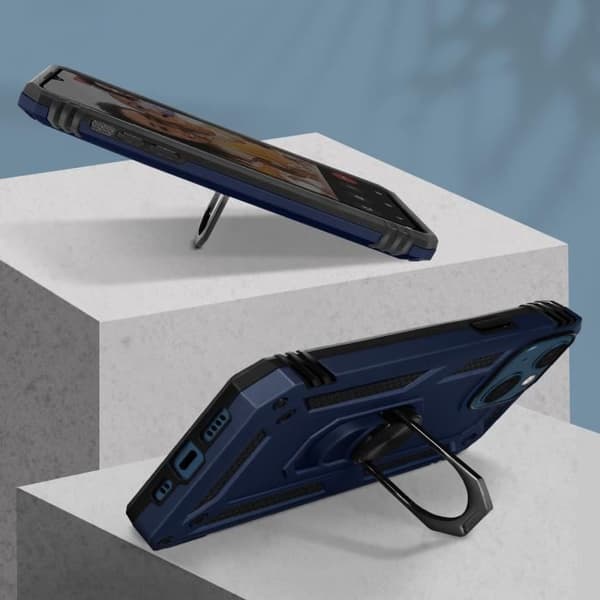 Coque iPhone 13 Mini - AVIZAR - Antichock Hybrid - Videostödjering - Blå - Styv