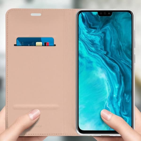 Housse - DUX DUCIS - Honor 9X Lite - Ekologiskt läder - Videostöd - Kortplats Rose Gold