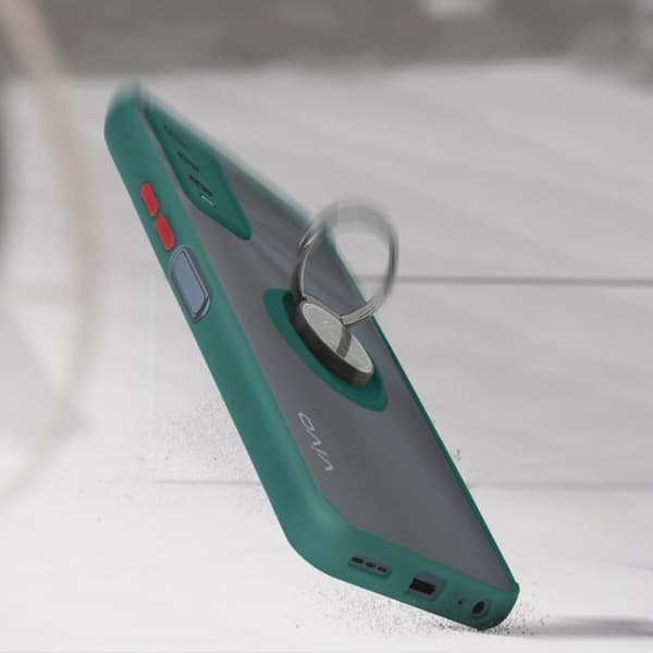 Coque - AVIZAR - Vivo Y20s - Bi-material - Metallring - Videostöd Grön