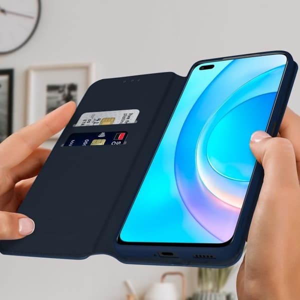 Plånboksfodral - AVIZAR - Huawei Nova 8i / Honor 50 Lite - Blå - Hård - Videostöd funktion