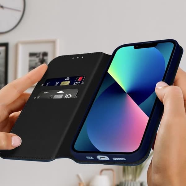 iPhone 13 Mini-fodral - Ospecificerat - Mörkblå - Magnetlock - Videostativ - Kortfack
