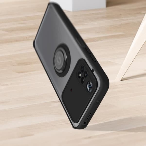 Xiaomi Poco M4 Pro Bi-material Fodral Metal Ring Video Support Svart