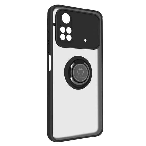 Xiaomi Poco M4 Pro Bi-material Fodral Metal Ring Video Support Svart