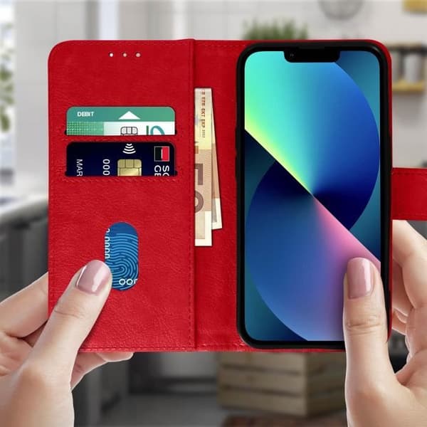 Housse - Apple - iPhone 13 - Röd - Plånbok - Videostöd