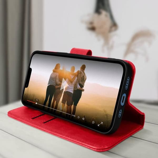 Housse - Apple - iPhone 13 - Röd - Plånbok - Videostöd