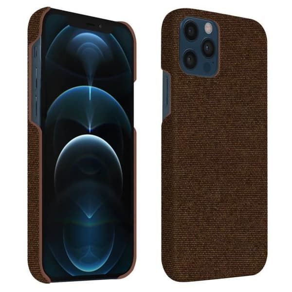 Coque - AVIZAR - iPhone 12 / 12 Pro - Tygfinish - Rödbrun - Ultrarobust skydd