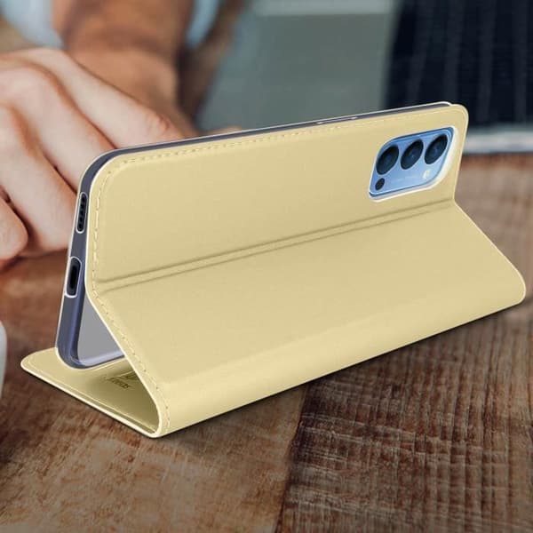 Oppo Reno 4 Cover Korthållare Stödfunktion Dux Ducis Golden Yellow