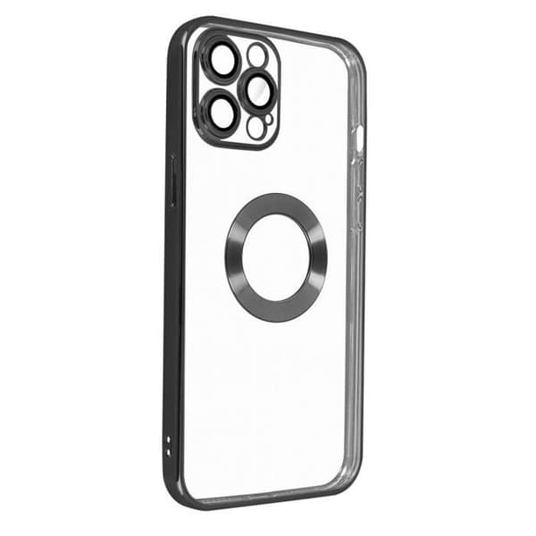 Telefonfodral - MÄRKE - iPhone 12 Pro - Flexibelt - Transparent - Svart Kromatisk Kant