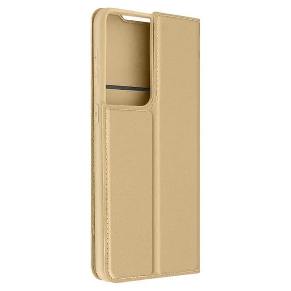 Fodral för Samsung Galaxy S21 Ultra - DUX DUCIS - Ekologiskt läder - Gul - Kortfack - Videostöd