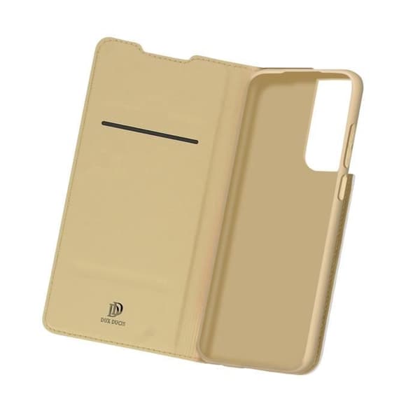 Fodral för Samsung Galaxy S21 Ultra - DUX DUCIS - Ekologiskt läder - Gul - Kortfack - Videostöd