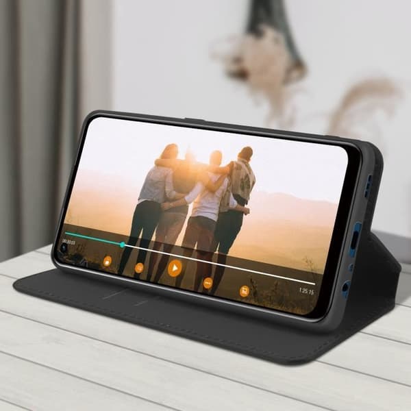 Housse - Oppo - A53/A53s - Ekologisk läder - Plånbok - Stödfunktion svart