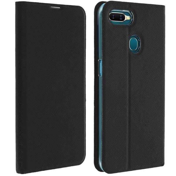 Oppo AX7 fodral - BIGBEN - Korsformad effekt - Korthållare - Stativfunktion - Svart eko-läder