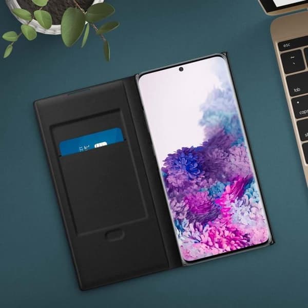 Etui - Samsung - Galaxy S20 Plus - Genomskinlig Flip - Heltäckande Skydd - Kompatibel med Trådlös Laddning
