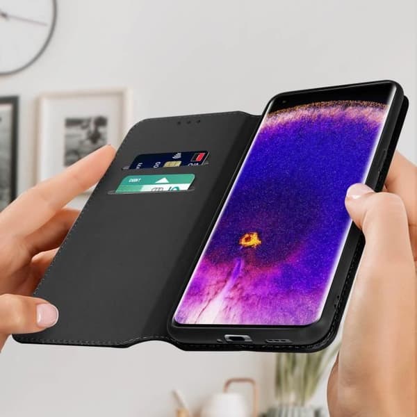 Oppo Find X5 Pro Wallet Cover Video Support Funktion svart