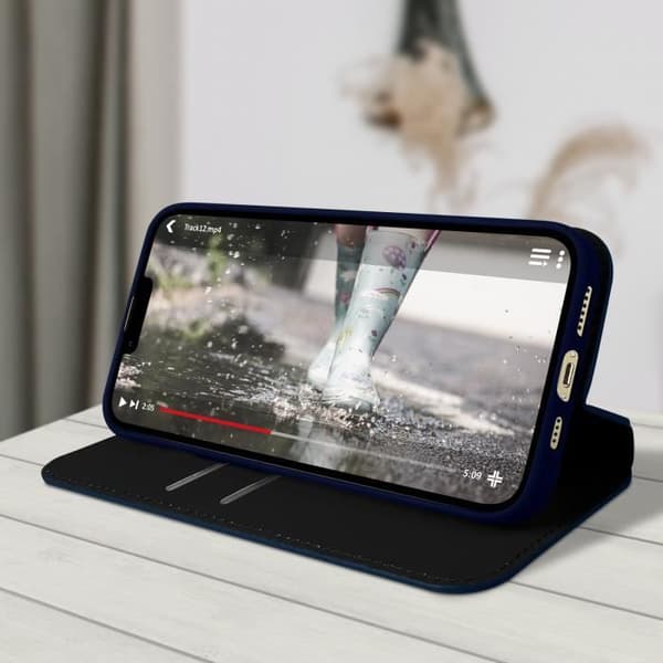 iPhone 13 Pro Fodral Flip Wallet Video Support Funktion Midnattsblå - AVIZAR - Stel - Matt - Magnetisk