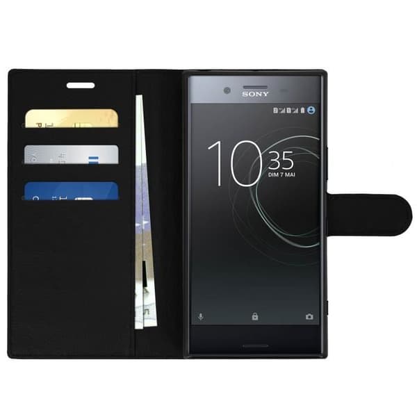 Husväska - AVIZAR - Sony Xperia XZ Premium - Svart - Mjuk Skal - Stöd Funktion