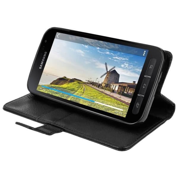 Etui Housse Portefeuille - AVIZAR - Samsung Galaxy Xcover 4/4S - Ekologiskt läder - Svart - Flexibel