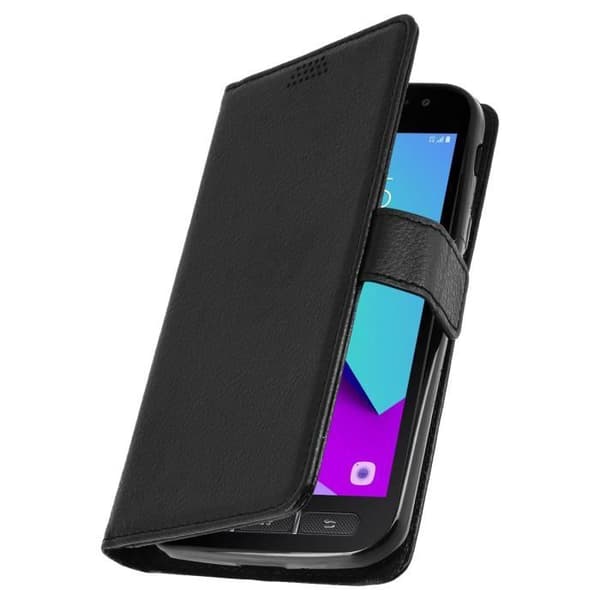 Etui Housse Portefeuille - AVIZAR - Samsung Galaxy Xcover 4/4S - Ekologiskt läder - Svart - Flexibel