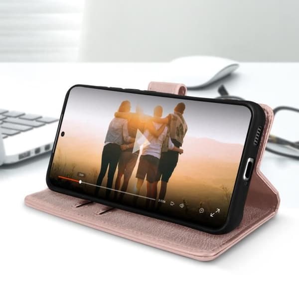 Housse - AVIZAR - Samsung Galaxy S22 - Portföljfack - Rosa - Matt - Unisex
