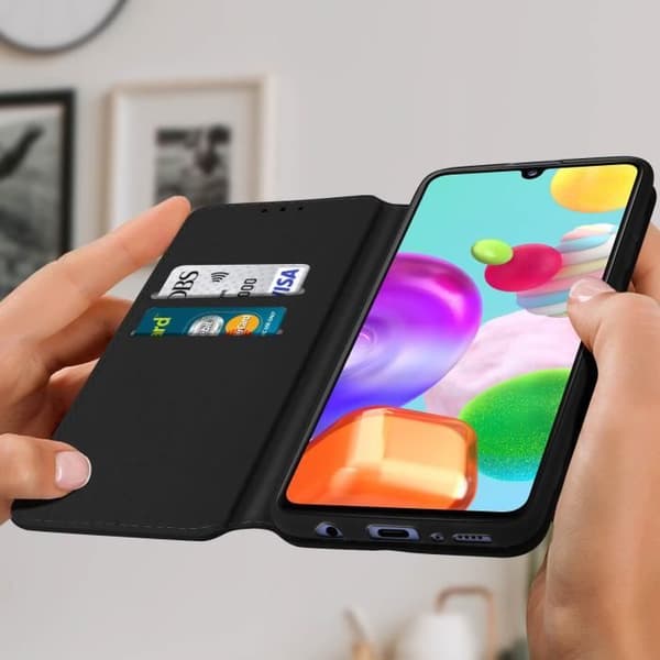 Hoes - Samsung - Galaxy A41 - Ekologiskt läder - Magnetlås - Stödfunktion