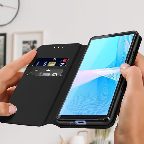 Foliofodral AVIZAR för Sony Xperia 10 III - Svart - Videostödfunktion - Heltäckande skydd