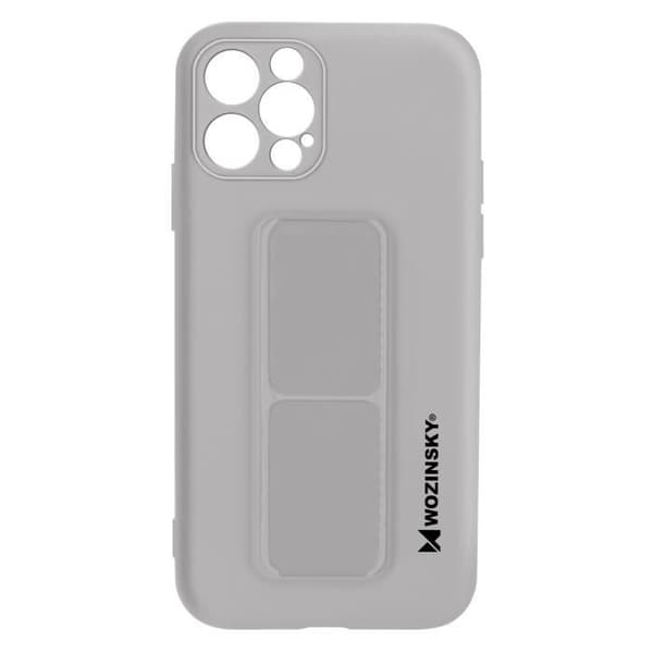 iPhone 12 Pro Silikonfodral Vikbart magnetiskt stöd Wozinsky Grå