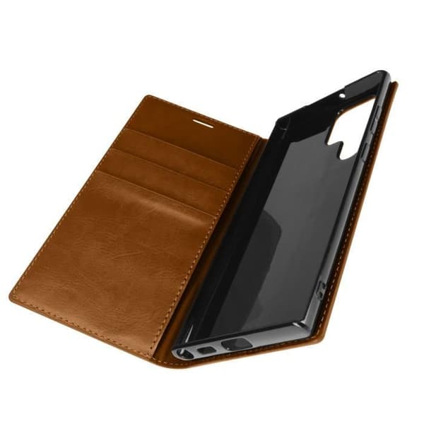 Galaxy S22 Ultra Folio Fodral i äkta läder Korthållare Videostöd - kamel