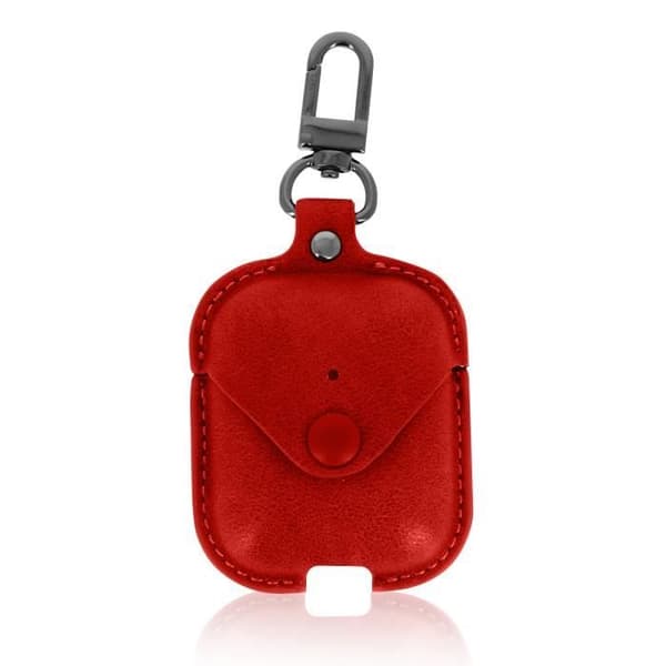 AirPods-fodral - DEVIA - Cowboy-serien - Smidigt läder - Röd - Integrerad karbinhake