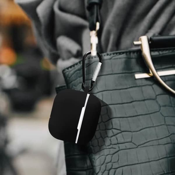 Coque AirPods 3 - Silikon - Svart - Matt Effekt - Heltäckande Skydd - Karbinhake Ingår