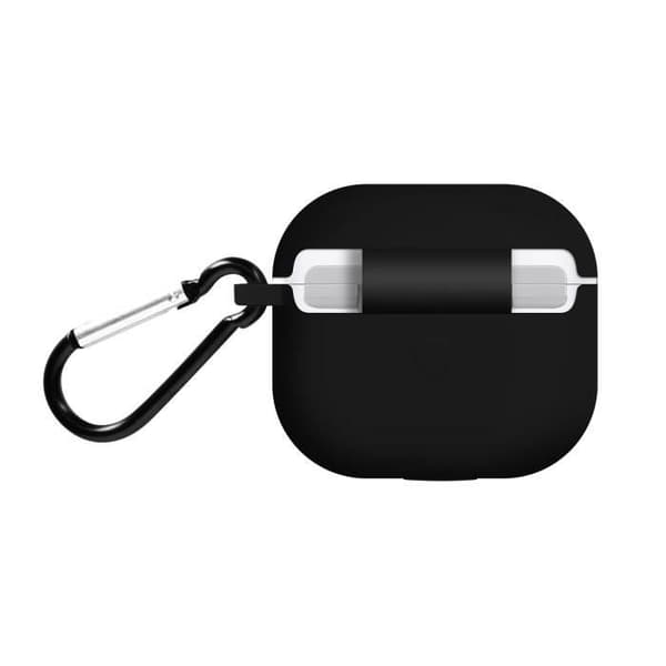 Coque AirPods 3 - Silikon - Svart - Matt Effekt - Heltäckande Skydd - Karbinhake Ingår