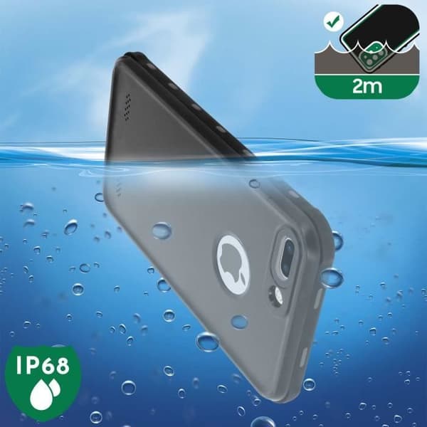 Fodral iPhone 7 Plus / 8 Plus Bi-material Vattentät 2m Black Redpepper Screen Film Black