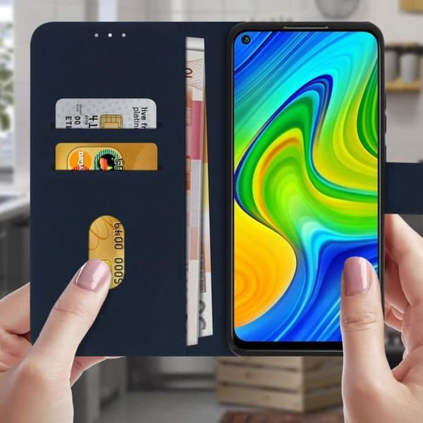 Xiaomi Redmi Note 9 Fodral Heltäckande Korthållare Stativ Funktion Blå Blå