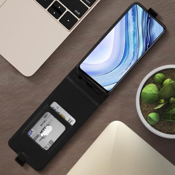 Etui - Xiaomi - Redmi Note 9S / 9 Pro / 9 Pro Max - Ekoskinn - Svart - Magnetisk stängning