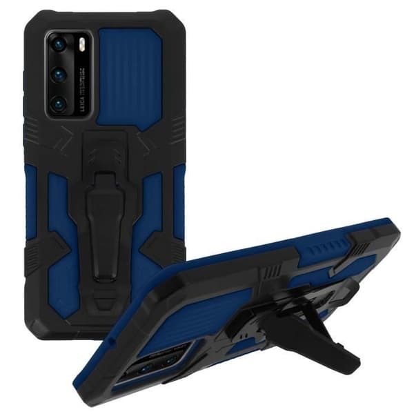 Coque - Huawei - P40 - Stötfångare - Ställning - Metallbälte Klipp Blå