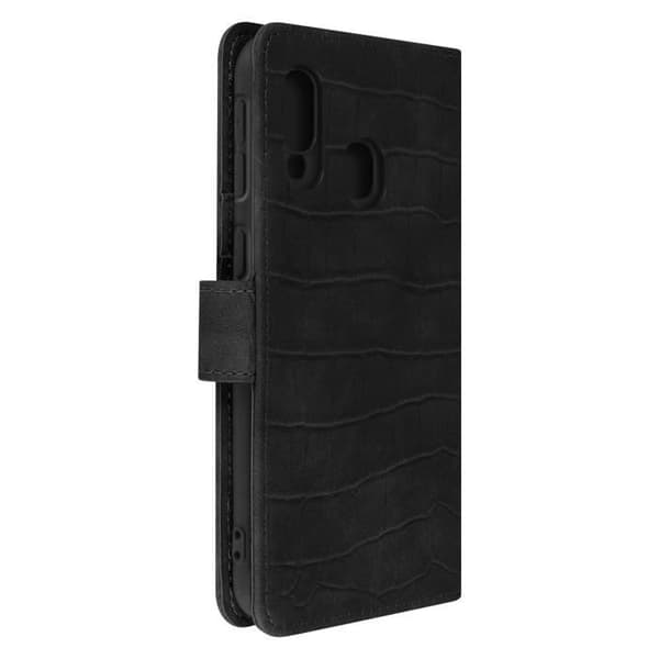 Etui för Samsung Galaxy A40 - VARUMÄRKE - Krokodil Effekt - Plånbok - Videostöd - Svart