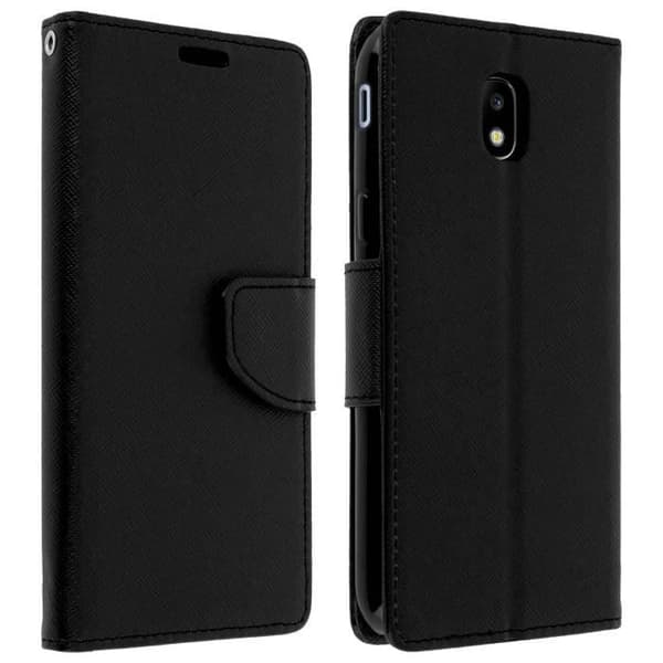 Housse - AVIZAR - Galaxy J5 2017 - Folio Plånboksfodral - Skydd med Lock Svart - Inkluderar Handrem