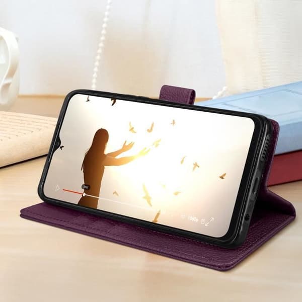 Samsung Galaxy A13 Fodral - AVIZAR - Plånboksfodral för videoställ - Lila - Stel - Syntet - Vuxen