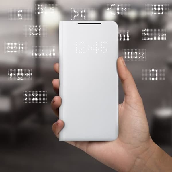Fodral - Samsung - Galaxy S21 - Smart flik - Färg Silvergrå - Mjuk