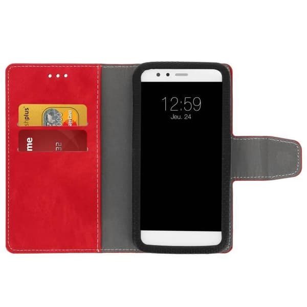 Smartphone-fodral - AVIZAR - Universell - Ekoskinn Röd - 5.5 till 6 tum - Slide-fodral