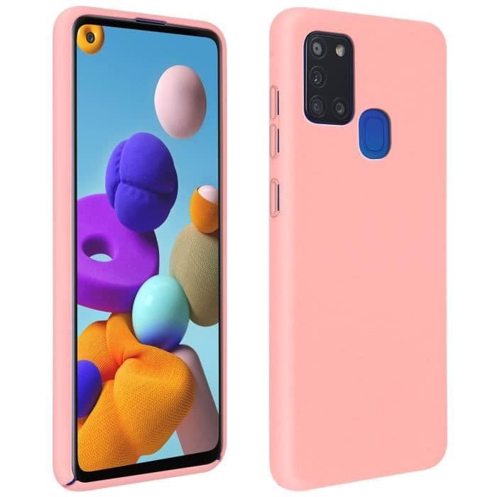 Samsung Galaxy A21s halvstyvt silikonfodral Soft Touch Finish Ljusrosa