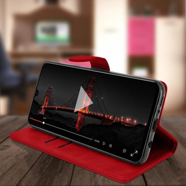 Hus för Samsung Galaxy A70 - AVIZAR - Röd Plånboksfodral - Silikongel - Video Stöd - Magnetisk
