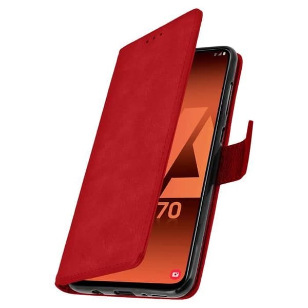Hus för Samsung Galaxy A70 - AVIZAR - Röd Plånboksfodral - Silikongel - Video Stöd - Magnetisk