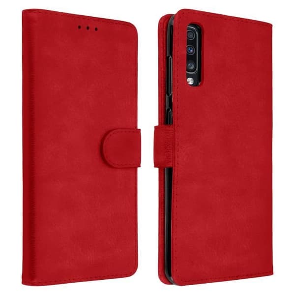Hus för Samsung Galaxy A70 - AVIZAR - Röd Plånboksfodral - Silikongel - Video Stöd - Magnetisk